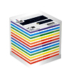 BLOC CUBE PAPIER COLORIS ASSORTIS AVEC PLEXI