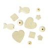 300 PERLES FANTAISIE ASSORTIES (50X6MODELES) BOIS BRUT