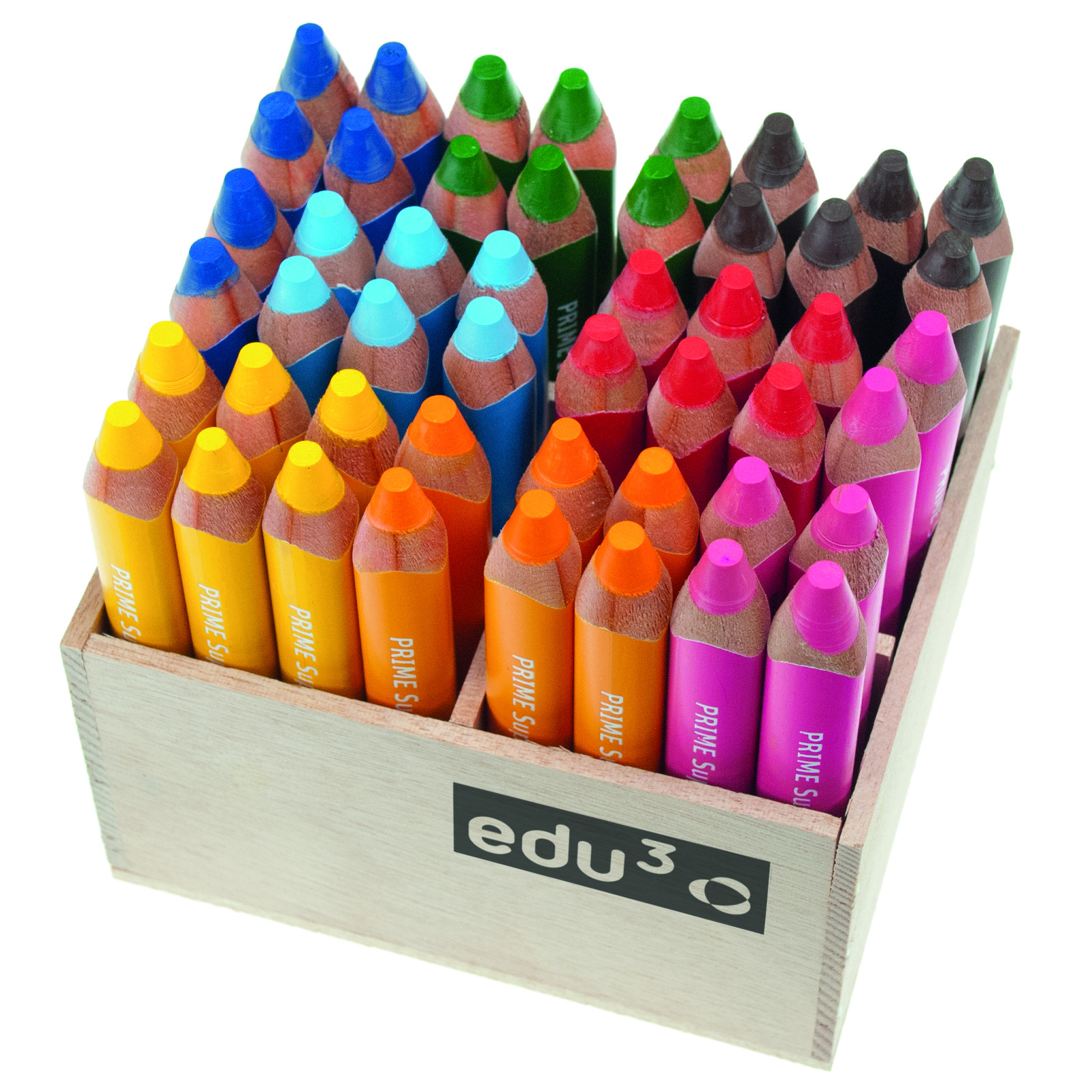 CRAYONS DE COULEUR PRIME SUPER JUMBO TRIANGULAIRES, PRÉSENTOIR 48 PCS