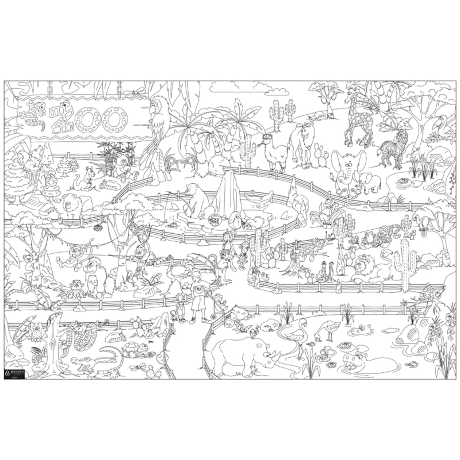 LE ZOO COLORIAGE GÉANT 120X80CM K755645 - Papeteries d'Arvor