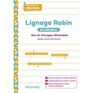 MON PETIT CAHIER DECRITURE (2024) - BLOC FEUILLES LIGNAGE ROBIN 2,5 M