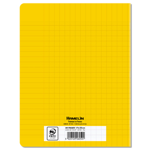 CAHIER POLYPRO JAUNE 17X22 96P GDS CARREAUX 70G
