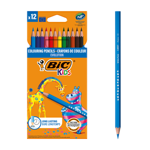 KIDS ÉVOLUTION 12 ÉTUIS DE 12 CRAYONS COULEURS ASSORTIS DONT 3 OFFERT