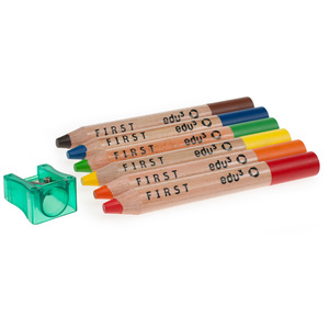 CRAYONS DE COULEUR EDUFIRST MINE EXTRA DOUCE, BOÎTE PLASTIQUE 6 COUL.