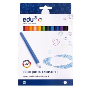 CRAYONS DE COULEUR PRIME JUMBO HEXAGONAUX, ETUI CARTON 12 PCS