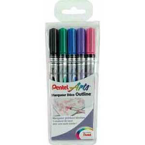 Etui 5 MARQUEURS PEINTURE BICOLORE 5 couleurs d'encre