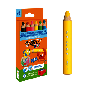KIDS MULTI-SURFACE BABY 1 BOITE DE 6 CRAYON DE COULEURS COLORIS ASSOR