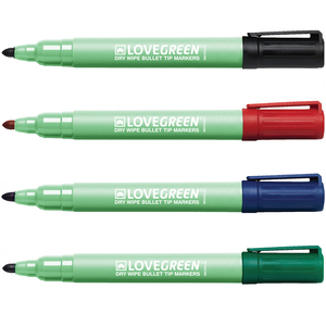 4 MARQUEURS EFFACABLE RECYCLE POINTE OGIVE MOYEN COLORIS ASSORTIS