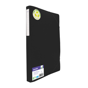 ECO-GREEN BOITE DE CLASSEMENT PP RECYCLE DOS 25 COLORIS NOIR