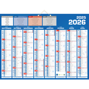 CALENDRIER GRAND FORMAT 40,5X55CM SEPTEMBRE/DÉCEMBRE CLASSIQUE 16 MOI