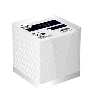 BLOC CUBE PAPIER COLORIS BLANC AVEC PLEXI