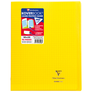 KOVERBOOK CAHIER 24X32 96P GDS CARREAUX JAUNE 90G PIQURE