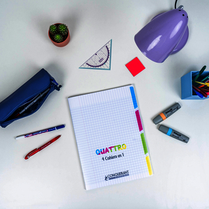 CAHIER 4 EN 1 POLYPRO 24X32 140P GDS CARREAUX