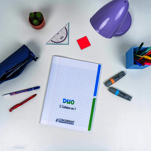 CAHIER 2 EN 1 POLYPRO 17X22 96 PAGES GDS CARREAUX