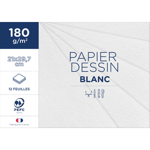 POCHETTE 12F DESSIN BLANC 21X29,7 180G