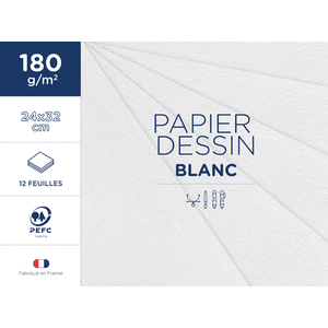 POCHETTE 12F DESSIN BLANC 24X32 180G