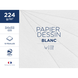 POCHETTE 12F DESSIN BLANC 24X32 224G