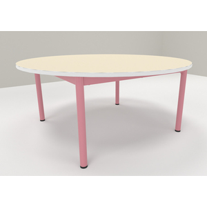 TABLE MATERNELLE RONDE 1200 T1 ROSE ANGLAIS - PLATEAU SERINGA - CHANT