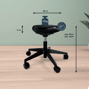 1 TABOURET A ROULETTES ASSIS DEBOUT