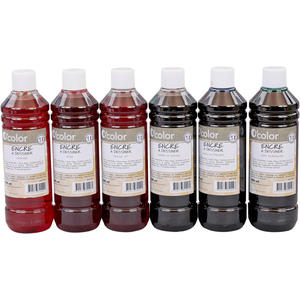 1 LOT 6 FLACONS ENCRE A DESSINER COLORIS COMPLEMENTAIRES