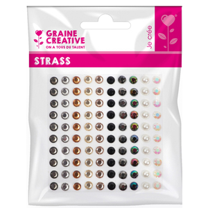 100 STRASS COLORIS METAL NOIR ET PERLE ASSORTIS