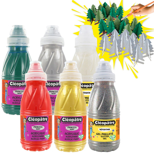 PACK NOEL 4 FLACONS PEINTURE ACRYLIQUE COLORIS ASSORTIS + 2 FLACONS G