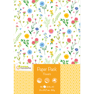 96F PAPIER IMPRIMES 21X29,7CM MOTIFS FLEURS