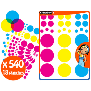 540 GOMMETTES CHROMATIQUES TRANSLUCIDES POUR APPRENDRE LES COULEURS