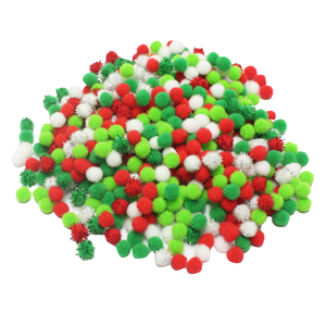 1000 MINI POMPONS NOËL 10MM 4 COLORIS ASSORTIS