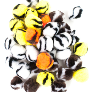 POMPONS ANIMAUX - LOT DE 200 PIÈCES TAILLES ET COULEURS ASSORTIES