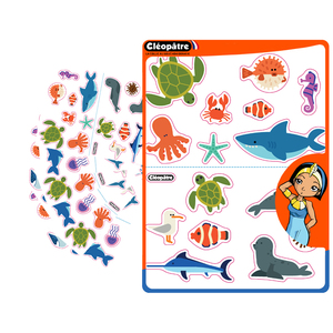 GOMMETTES THÉMATIQUES GÉANTES ASSORTIES ANIMAUX DE LA MER ET DE LA PL