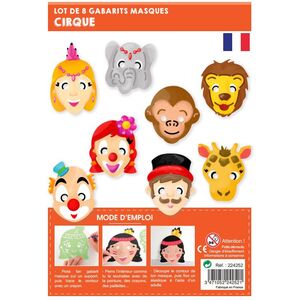 GABARITS MASQUES CIRQUE LOT DE 8 ASSORTIS