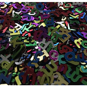 PAILLETTES SEQUINS ALPHABET POT 120 GR COULEURS ASSORTIES