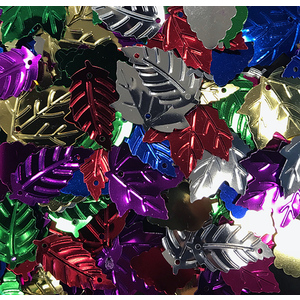PAILLETTES SEQUINS FEUILLES POT 100 GR COULEURS ASSORTIES