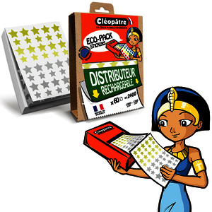 1 BOITE ECOPACK 2400 GOMMETTES ETOILES OR ET ARGENT TAILLES 12 ET 20