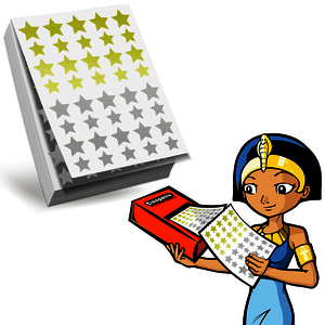 1 RECHARGE ECOPACK 2400 GOMMETTES ETOILES OR ET ARGENT TAILLES 12 ET