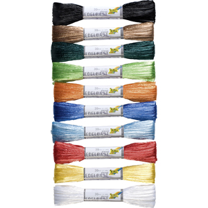 RAPHIA SYNTHÉTIQUE, ÉCHEVEAU LONG. 30M, 10 ÉCHEVEAUX, COLORIS ASSORTI