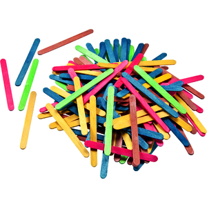 500 BÂTONNETS PLATS BOIS 114MM COLORIS ASSORTIS