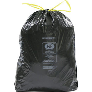 20 SACS PLASTIQUE 50L NOIR LIEN COULISSANT NF