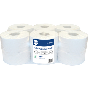 12 ROULEAUX PAPIER TOILETTE MINI JUMBO PURE OUATE 2 PLIS 160M
