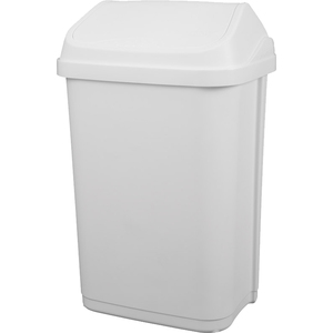 1 POUBELLE PLASTIQUE A COUVERCLE BASCULANT 50L BLANC