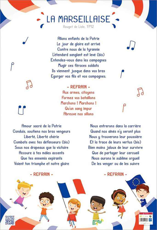 Chanson La Marseillaise Avec Les Paroles LA MARSEILLAISE SIMPLIFIÉE K654571 - Papeteries d'Arvor